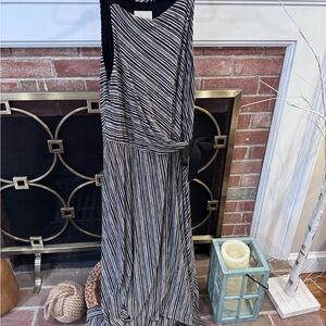 Maeve Black and White Striped Maxi Dress